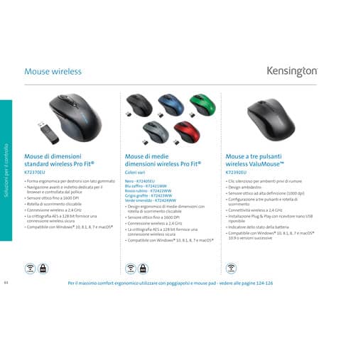 Mouse wireless Kensington ValuMouse 2,4 GHz nero K72392EU